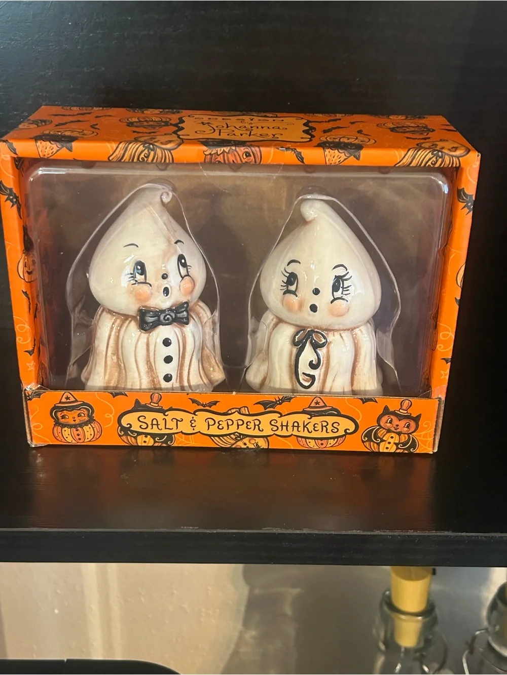 Halloween Ghost Salt & Pepper Shakers - White Ceramic